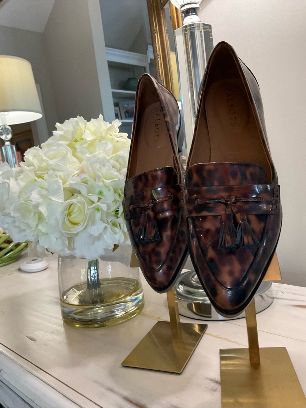 Talbots Brown Tortoiseshell Tassel Loafers